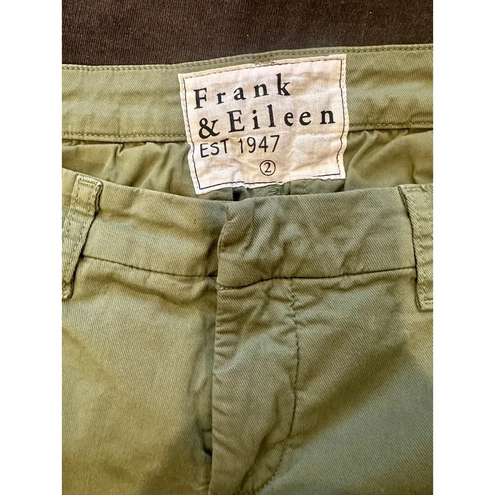 Frank & Eileen Wicklow Italian Chinos Sz 2 Green Twill Straight Leg Cropped $288